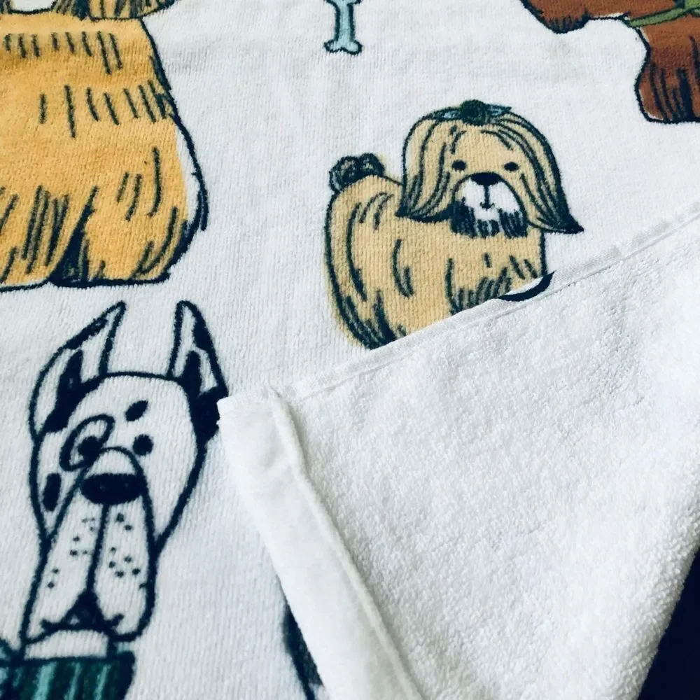 Whimsical Dog Cartoon Print 3-pc Bath Towels Set